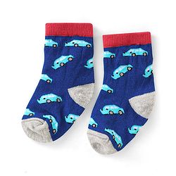 Cute Walk by Babyhug Anti Bacterial Ankle Length Non Terry Socks Car Design Pack of 3  - Black Blue & White