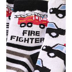 Cute Walk by Babyhug Anti Bacterial Ankle Length Non Terry Socks Car Design Pack of 3  - Black Blue & White