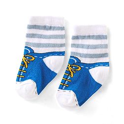 Cute Walk by Babyhug Anti Bacterial Ankle Length Non Terry Socks Stripes Pack of 3  - Blue & White