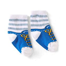 Cute Walk by Babyhug Anti Bacterial Ankle Length Non Terry Socks Stripes Pack of 3  - Blue & White