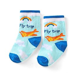 Cute Walk by Babyhug Anti Bacterial Ankle Length Non Terry Socks Stripes Pack of 3  - Blue & White