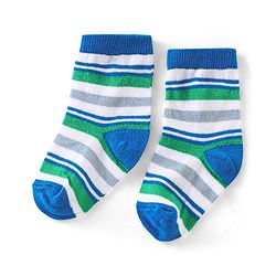 Cute Walk by Babyhug Anti Bacterial Ankle Length Non Terry Socks Stripes Pack of 3  - Blue & White