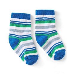 Cute Walk by Babyhug Anti Bacterial Ankle Length Non Terry Socks Stripes Pack of 3  - Blue & White