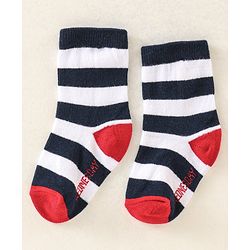 Cute Walk by Babyhug Anti Bacterial Ankle Length Non Terry Socks Strips Pack of 7  - Red Blue & White