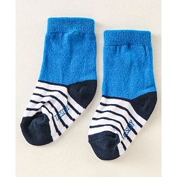 Cute Walk by Babyhug Anti Bacterial Ankle Length Non Terry Socks Strips Pack of 7  - Red Blue & White