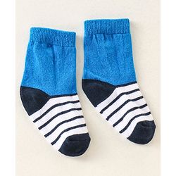 Cute Walk by Babyhug Anti Bacterial Ankle Length Non Terry Socks Strips Pack of 7  - Red Blue & White