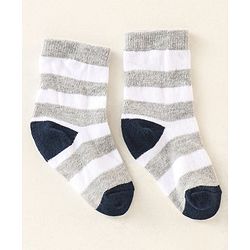 Cute Walk by Babyhug Anti Bacterial Ankle Length Non Terry Socks Strips Pack of 7  - Red Blue & White