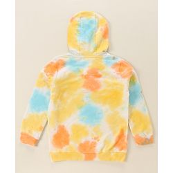 Babyhug 100% Cotton Full Sleeves Hooded T-Shirt & Lounge Pant Set Abstract Print- Blue Yellow & Orange