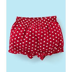 Babyhug 100% Cotton Bloomers Heart Print Pack of 3 - White Red & Blue