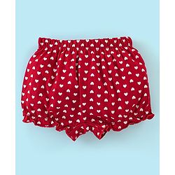 Babyhug 100% Cotton Bloomers Heart Print Pack of 3 - White Red & Blue