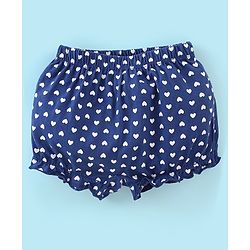 Babyhug 100% Cotton Bloomers Heart Print Pack of 3 - White Red & Blue