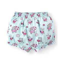 Babyhug 100% Cotton Bloomer Hippo Print Pack of 3 - Pink Blue & Yellow