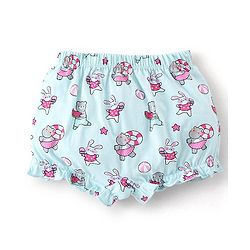 Babyhug 100% Cotton Bloomer Hippo Print Pack of 3 - Pink Blue & Yellow