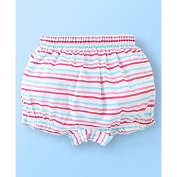 Babyhug Single Jersey Striped & Floral Printed Bloomer Pack of 3 - Blue & Pink