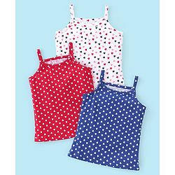 Babyhug 100% Cotton Sleeveless Slips Pack Of 3 - Red White & Blue
