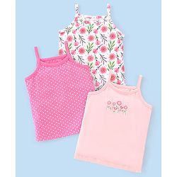 Babyhug 100% Cotton Sleeveless Slips Pack Of 3 - Pink White & Blue