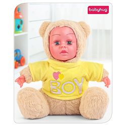 Babyhug Sitting Doll with T-Shirt Yellow - Height 22.5 cm