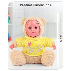 Babyhug Sitting Doll with T-Shirt Yellow - Height 22.5 cm