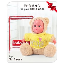 Babyhug Sitting Doll with T-Shirt Yellow - Height 22.5 cm
