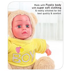 Babyhug Sitting Doll with T-Shirt Yellow - Height 22.5 cm