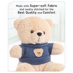 Babyhug Teddy Bear Soft Toy in Woollen T-Shirt Height 24 cm (Design May Vary)