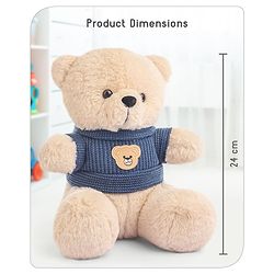 Babyhug Teddy Bear Soft Toy in Woollen T-Shirt Height 24 cm (Design May Vary)