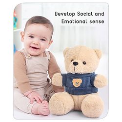 Babyhug Teddy Bear Soft Toy in Woollen T-Shirt Height 24 cm (Design May Vary)