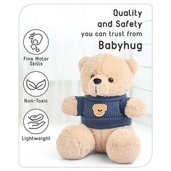 Babyhug Teddy Bear Soft Toy in Woollen T-Shirt Height 24 cm (Design May Vary)