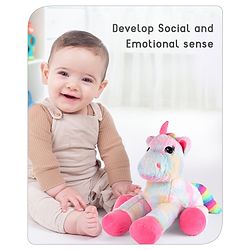 Babyhug Laying Unicorn Rainbow Pink - Height 33 cm