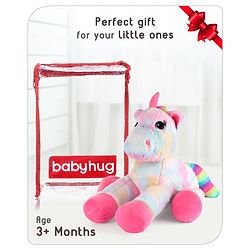 Babyhug Laying Unicorn Rainbow Pink - Height 33 cm