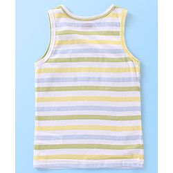 Babyhug 100% Cotton Sleeveless Sando Striped & Dino Print Pack of 3 - Yellow White & Green