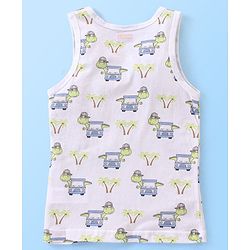 Babyhug 100% Cotton Sleeveless Sando Striped & Dino Print Pack of 3 - Yellow White & Green