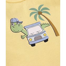 Babyhug 100% Cotton Sleeveless Sando Striped & Dino Print Pack of 3 - Yellow White & Green