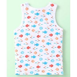 Babyhug 100% Cotton Knit Sleeveless Striped & Fish Printed Sando Pack of 3 - Multicolour