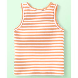 Babyhug 100% Cotton Knit Sleeveless Striped & Fish Printed Sando Pack of 3 - Multicolour