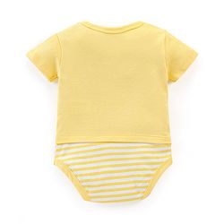 Babyhug 100% Cotton Knit Half Sleeves Onesies Pack of 3 Teddy Print - Orange Blue & Yellow