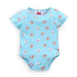 Babyhug 100% Cotton Knit Half Sleeves Onesies Pack of 3 Teddy Print - Orange Blue & Yellow