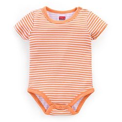 Babyhug 100% Cotton Knit Half Sleeves Onesies Pack of 3 Teddy Print - Orange Blue & Yellow