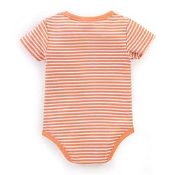 Babyhug 100% Cotton Knit Half Sleeves Onesies Pack of 3 Teddy Print - Orange Blue & Yellow