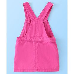 Babyhug Twill Floral Embroidered Frock with Full Sleeves Polka Dots Printed Inner Tee - Pink