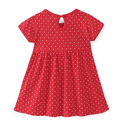 Babyhug Cotton Knit Half Sleeves Frocks with Floral Print & Striped Pack of 2 - Red