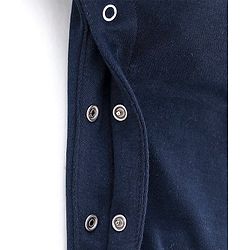 Babyhug Cotton Knit Full Sleeves Footed Sleepsuit with Text Print - Navy Blue