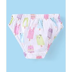 Babyhug 100% Cotton Panties Heart & Popsicle Print Pack of 3- Pink Green & White