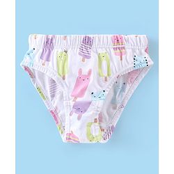 Babyhug 100% Cotton Panties Heart & Popsicle Print Pack of 3- Pink Green & White