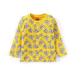 Babyhug Cotton Knit Full Sleeves Night Suit Koala Print - Yellow