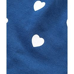 Babyhug Cotton Knit Full Sleeves Night Suit With Heart Print - Navy Blue