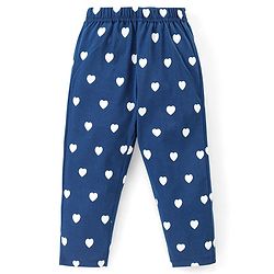 Babyhug Cotton Knit Full Sleeves Night Suit With Heart Print - Navy Blue