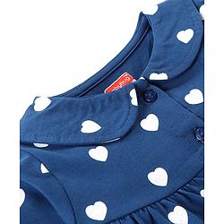 Babyhug Cotton Knit Full Sleeves Night Suit With Heart Print - Navy Blue