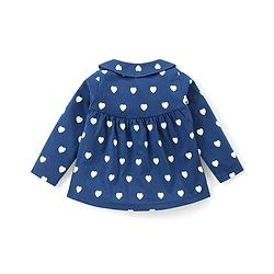 Babyhug Cotton Knit Full Sleeves Night Suit With Heart Print - Navy Blue
