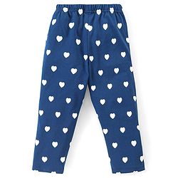 Babyhug Cotton Knit Full Sleeves Night Suit With Heart Print - Navy Blue